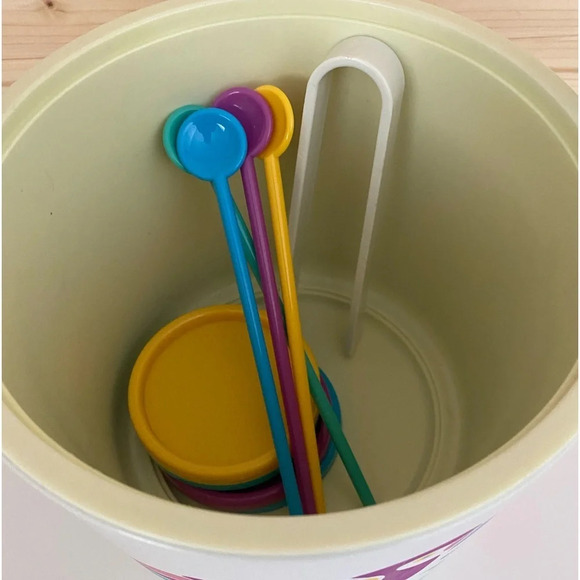 VINTAGE 1990's Tropical Fun Colorful Parrott Floral Ice Bucket & Accesso… - Picture 7 of 7